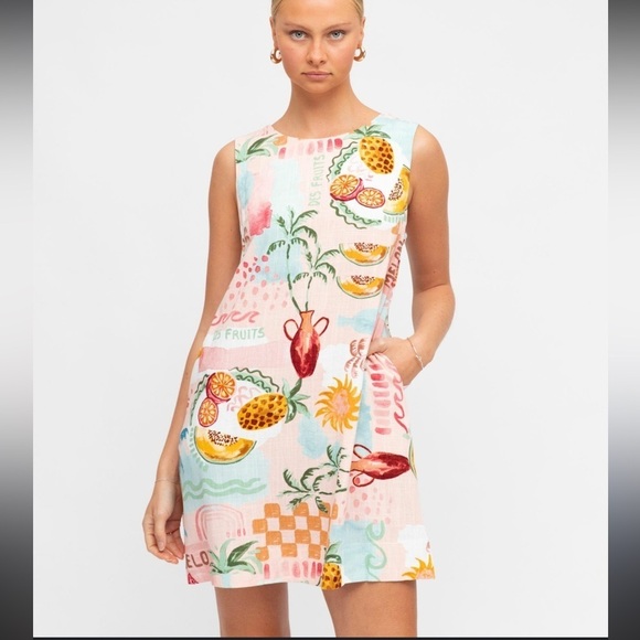 Paper Heart Dresses & Skirts - Anthropologie Paper Heart Fruit Sleeveless Linen Blend Mini Dress Size XS